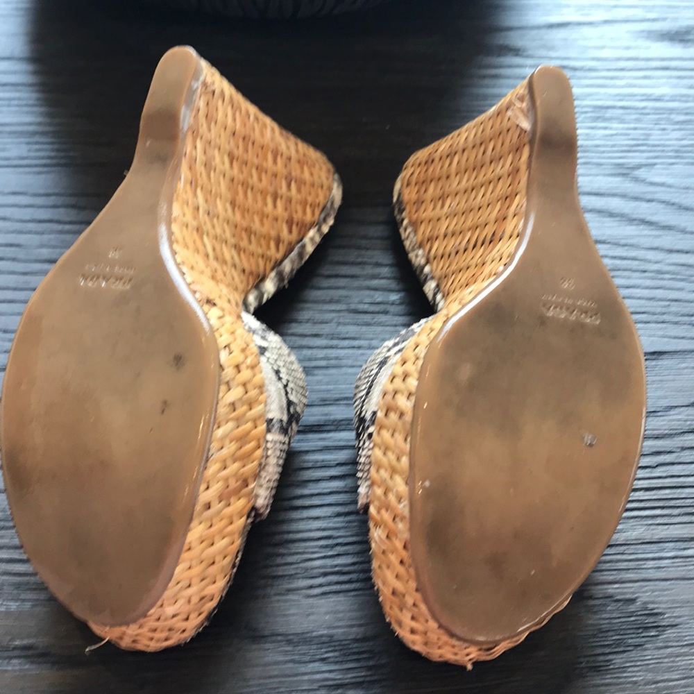 Prada Snakeskin High Heel Wedge Slides - image 4
